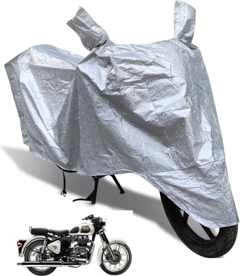 Auto Hub Waterproof Two Wheeler Cover for Royal Enfield(Classic 350, Silver)