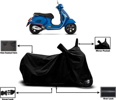 Amexride Two Wheeler Cover for Vespa(GTS Super 300 BS6, Black)