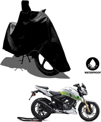 Amexride Waterproof Two Wheeler Cover for TVS(Apache RTR 200 Fi E100, Black)