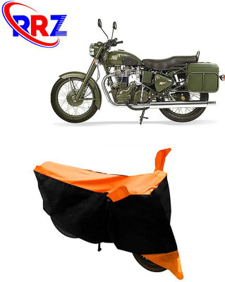 RRZ Waterproof Two Wheeler Cover for Royal Enfield(Battle, Black, Orange)