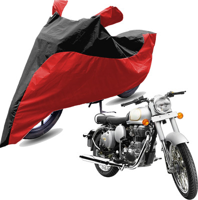 RiderShine Two Wheeler Cover for Royal Enfield(Classic 350, Red, Black)