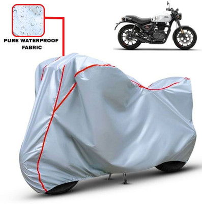 Delphinium Waterproof Two Wheeler Cover for Royal Enfield(Hunter 350, Silver, Red)