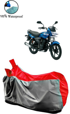 Autofly Waterproof Two Wheeler Cover for Bajaj(Platina 100 DTS-i, Grey, Red)