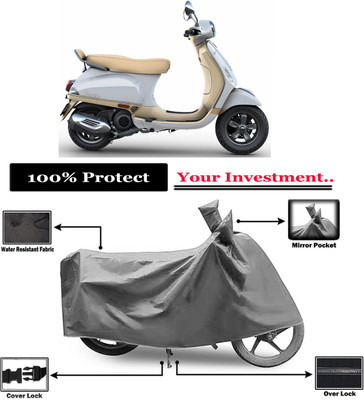 Amexride Two Wheeler Cover for Vespa(Vespa VXL 150, Grey)