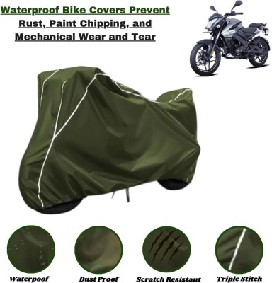 Autohaux Waterproof Two Wheeler Cover for Bajaj(Pulsar NS 160, Green, White)