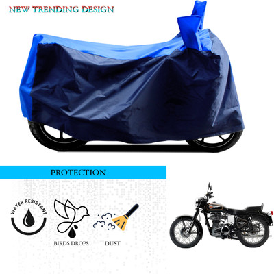 ANTHUB Waterproof Two Wheeler Cover for Royal Enfield(Bullet 350 Twinspark, Black, Blue)