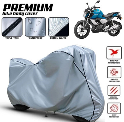 Shiv Kanha Waterproof Two Wheeler Cover for Yamaha(FZ, Silver, Black)