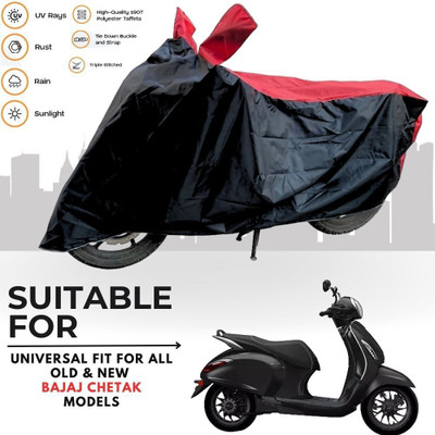 MADAFIYA Two Wheeler Cover for Bajaj(New Chetak, Black, Red)