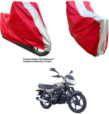 AutoGalaxy Waterproof Two Wheeler Cover for Bajaj(CT100, Silver, Red)