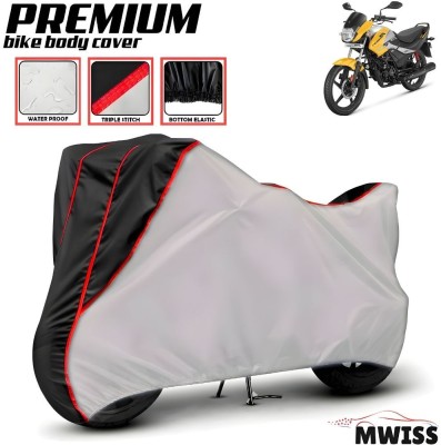 Mwiss Waterproof Two Wheeler Cover for Hero(Passion Pro, Silver, Black)