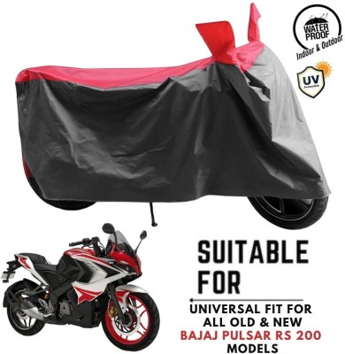 ZAQE Waterproof Two Wheeler Cover for Bajaj(Pulsar RS 200, Grey, Red)