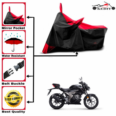 KEDIT Two Wheeler Cover for Suzuki(Gixxer 250, Red, Black)
