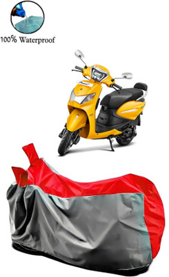 rakku Two Wheeler Cover for Hero(Pleasure+ 110, Grey, Red)