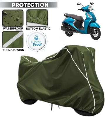 kerwa Waterproof Two Wheeler Cover for Yamaha(Fascino, Green, White)