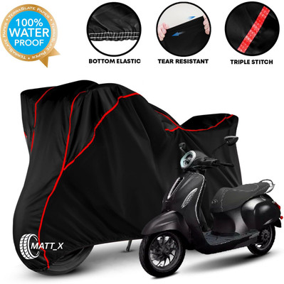 MATT_X Waterproof Two Wheeler Cover for Bajaj(Chetak, Black, Red)