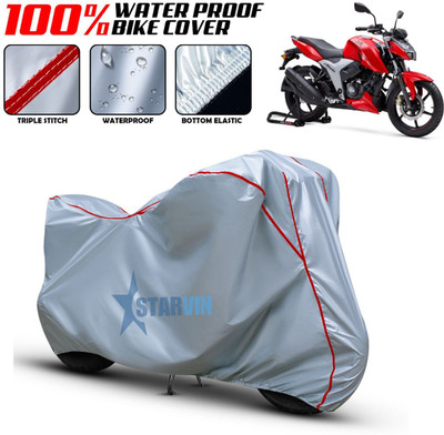 Starvin Waterproof Two Wheeler Cover for TVS(Apache RTR 160 4V, Silver, Red)