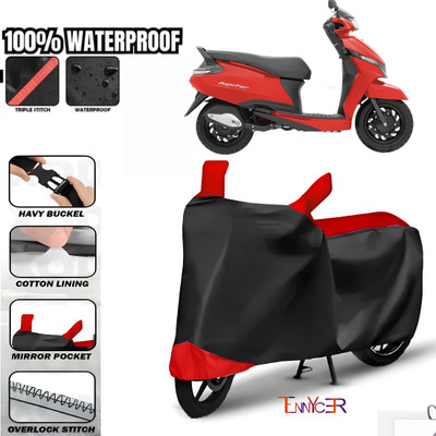 TENNYCER Waterproof Two Wheeler Cover for TVS(Jupiter, Red, Black)