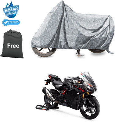 CODOKI Waterproof Two Wheeler Cover for TVS(Apache RR 310, Silver)