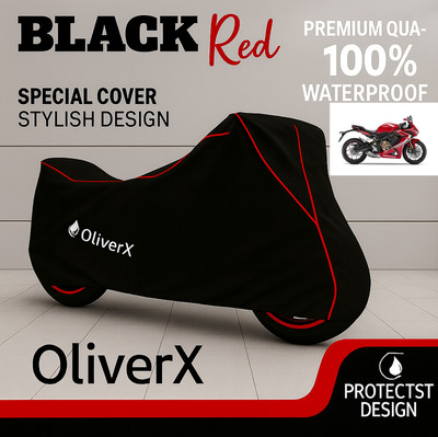 OliverX Waterproof Two Wheeler Cover for Honda(CBR650R, Black, Red)