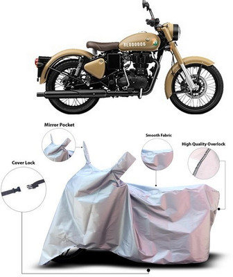 ANTHUB Waterproof Two Wheeler Cover for Royal Enfield(Classic 350 Signals, Silver)