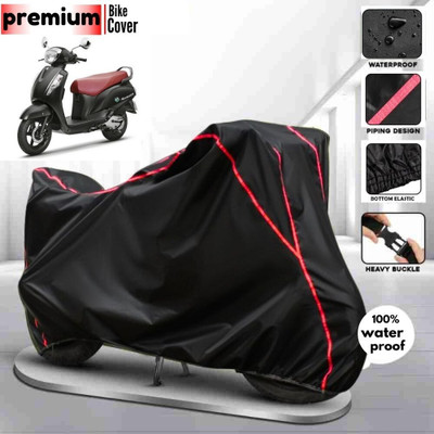 AutoGalaxy Waterproof Two Wheeler Cover for Suzuki(Access 125, Black, Red)
