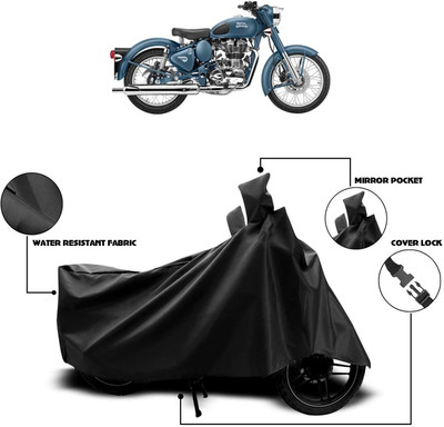 collection zone Waterproof Two Wheeler Cover for Royal Enfield(Squadron Blue, Black)