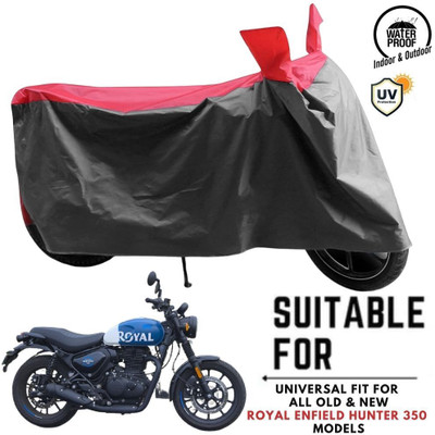 ZAQE Waterproof Two Wheeler Cover for Royal Enfield(Hunter 350, Grey, Red)