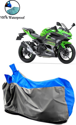 Autofly Waterproof Two Wheeler Cover for Kawasaki(Ninja 250, Grey, Blue)
