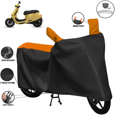 MADAFIYA Waterproof Two Wheeler Cover for Ola(Scooty, Black, Orange)