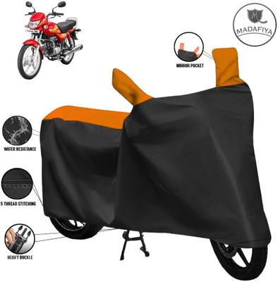 MADAFIYA Waterproof Two Wheeler Cover for Hero(HF Deluxe i3s, Black, Orange)
