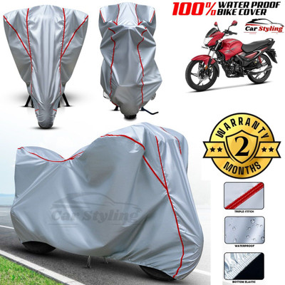 Car Styling Waterproof Two Wheeler Cover for Hero(Glamour Blaze, Silver, Red)