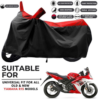 ZAQE Two Wheeler Cover for Yamaha(R15S BS6, Black, Red)