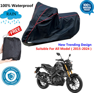 AUTOCAD Waterproof Two Wheeler Cover for Yamaha(MT 15 New, Black, Red)