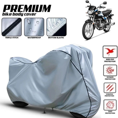 Shiv Kanha Waterproof Two Wheeler Cover for Hero(HF Deluxe, Silver, Black)