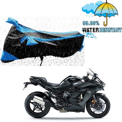 Genipap Two Wheeler Cover for Kawasaki(Ninja H2 SX, Black, Blue)