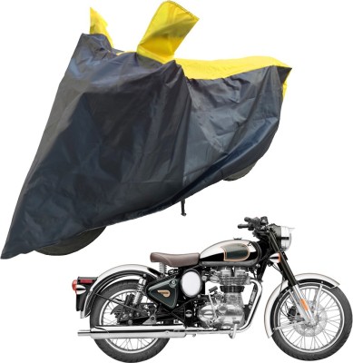 RiderShine Two Wheeler Cover for Royal Enfield(Classic Chrome, Black, Yellow)