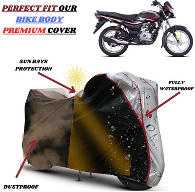 kerwa Waterproof Two Wheeler Cover for Bajaj(Platina 100, Black, Silver)