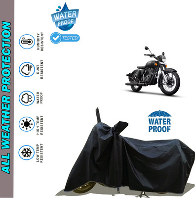 AutoGalaxy Waterproof Two Wheeler Cover for Royal Enfield(Classic Stealth Black, Black)