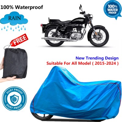 OliverX Waterproof Two Wheeler Cover for Royal Enfield(Bullet 350 Twinspark, Blue)