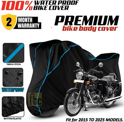 FBC Waterproof Two Wheeler Cover for Royal Enfield(Bullet 350 New BS6, Blue, Black)