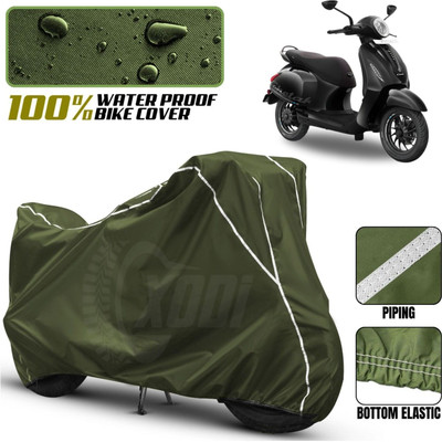 xodi Waterproof Two Wheeler Cover for Bajaj(Chetak, Green, White)