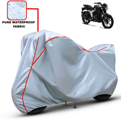 Delphinium Waterproof Two Wheeler Cover for TVS(Apache RTR 160, Silver, Red)