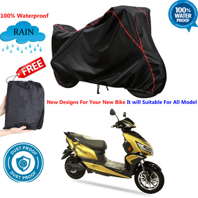 AUTOCAD Waterproof Two Wheeler Cover for Okinawa(Black)