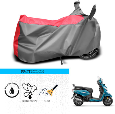 SnehaSales Waterproof Two Wheeler Cover for Hero(MotoCorp Pleasure Plus, Grey, Red)