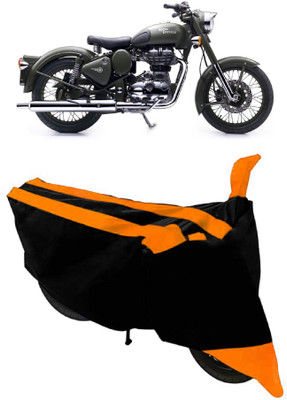 SMDP Waterproof Two Wheeler Cover for Royal Enfield(Battle, Orange, Black)