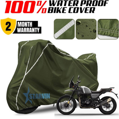 Starvin Waterproof Two Wheeler Cover for Royal Enfield(Himalayan, Green, White)