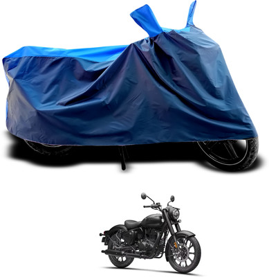 PAGORA Waterproof Two Wheeler Cover for Royal Enfield(Classic 350, Black, Blue)