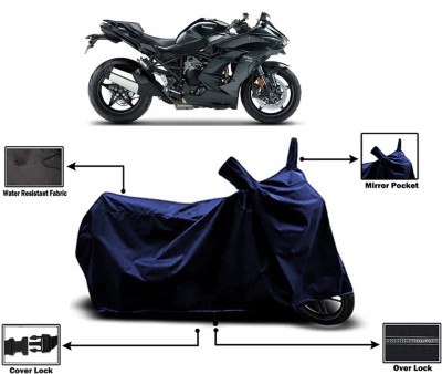 Amexride Two Wheeler Cover for Kawasaki(Ninja H2 SX BS6, Blue)