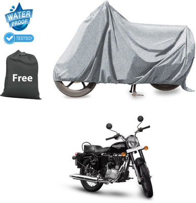 CODOKI Waterproof Two Wheeler Cover for Royal Enfield(Bullet 350 New BS6, Silver)