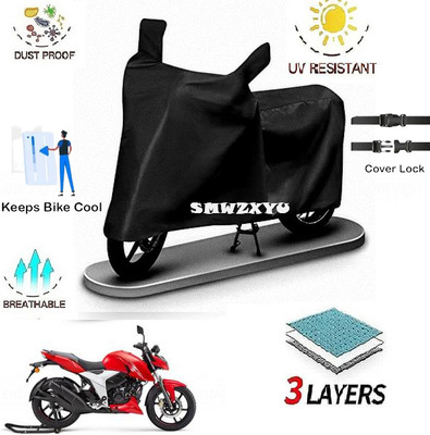 smwzxyu Waterproof Two Wheeler Cover for TVS(Apache RTR 160 4V, Black)